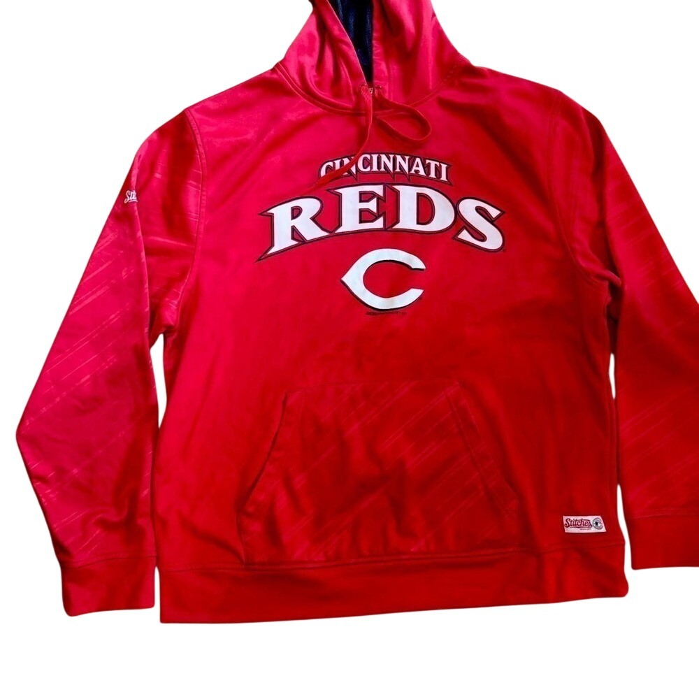 Cincinnati Reds MLB Hoodie Stitches Athletic Gear Red Performance Pullover Large